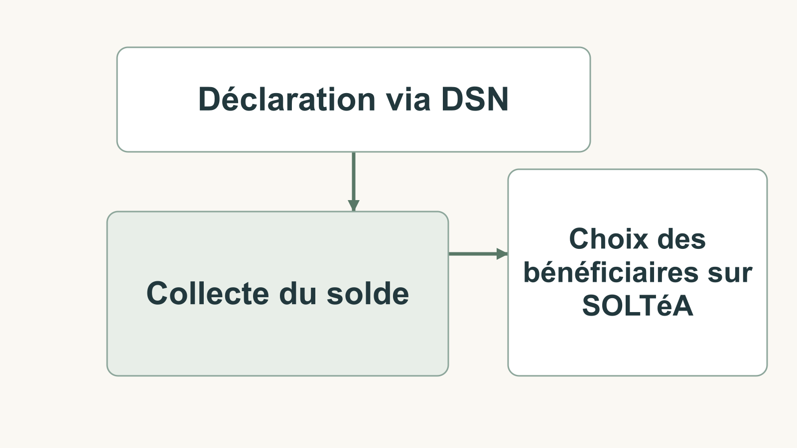 Schéma séparant la déclaration de la taxe et l’affectation du solde via SOLTéA.